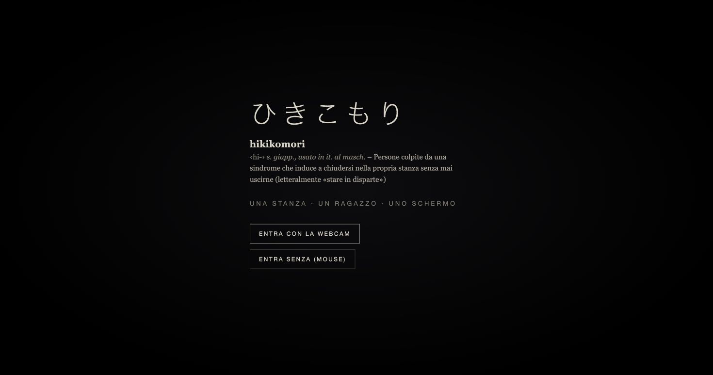 Opening screen of the artwork Hikikomori
